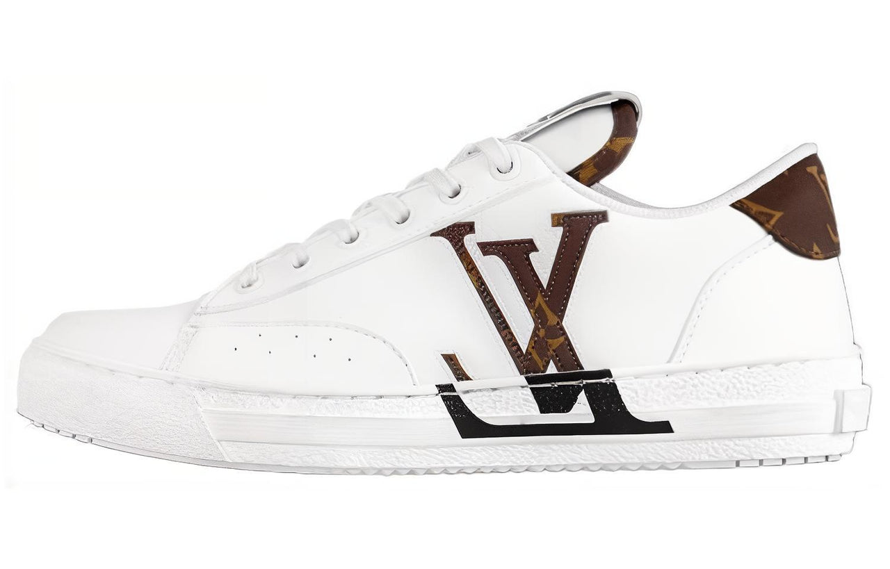 LOUIS VUITTON Charlie Low Top Stylish Skateboarding Shoes Women's White Brown