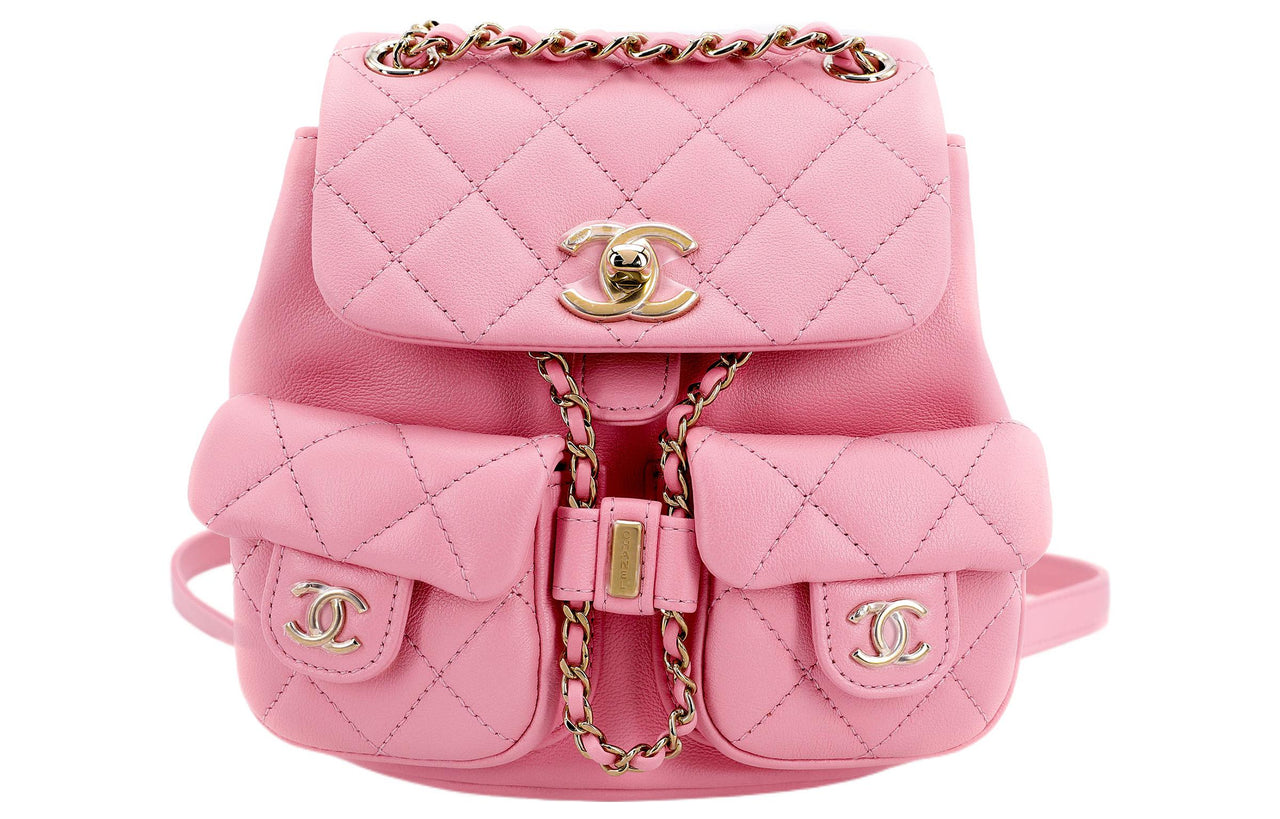 CHANEL Duma Smooth Calf Leather Backpack Small Size Women's Pink