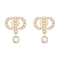 DIOR Metal Stud Earrings Women's Gold