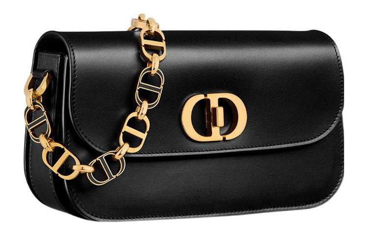 DIOR 30 Montaigne Smooth Cow Leather Shoulder Bag, Crossbody Bag Women's Black