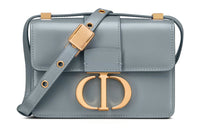 DIOR 30 Montaigne Collection Polished Calfskin Box Bag, Crossbody Bag, Shoulder Bag Women's Blue Gray