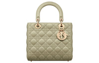 DIOR Lady Dior Sheepskin Daisie Bag Shoulder Bag Crossbody Bag Handbag Medium Size Women's Gray Green