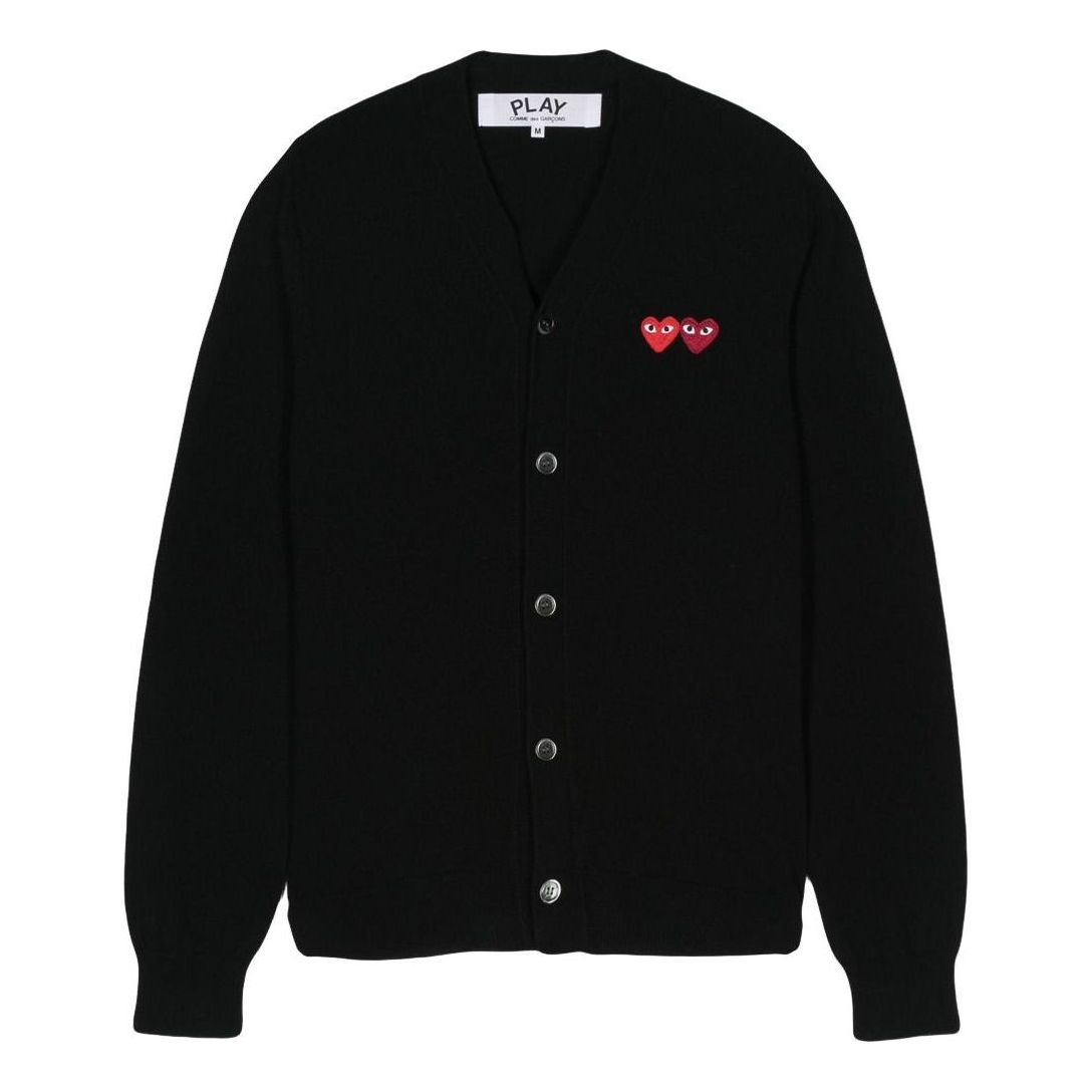 COMME des GARCONS PLAY FW25 Double Heart Cardigan 'Black' AX-N058-051-1