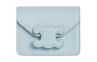 CELINE Triomphe Shiny Cow Leather Shoulder Bag Crossbody Bag Card Holder Women's Ice Blue