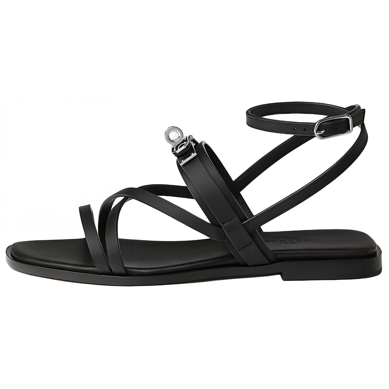 HERMES Strap Sandals Women's Black