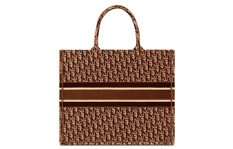 DIOR BookTote Velvet Totes Handbags Large Size Women's Brown
