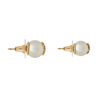 SAINT LAURENT Pearl Brass Glass Earrings Women's White