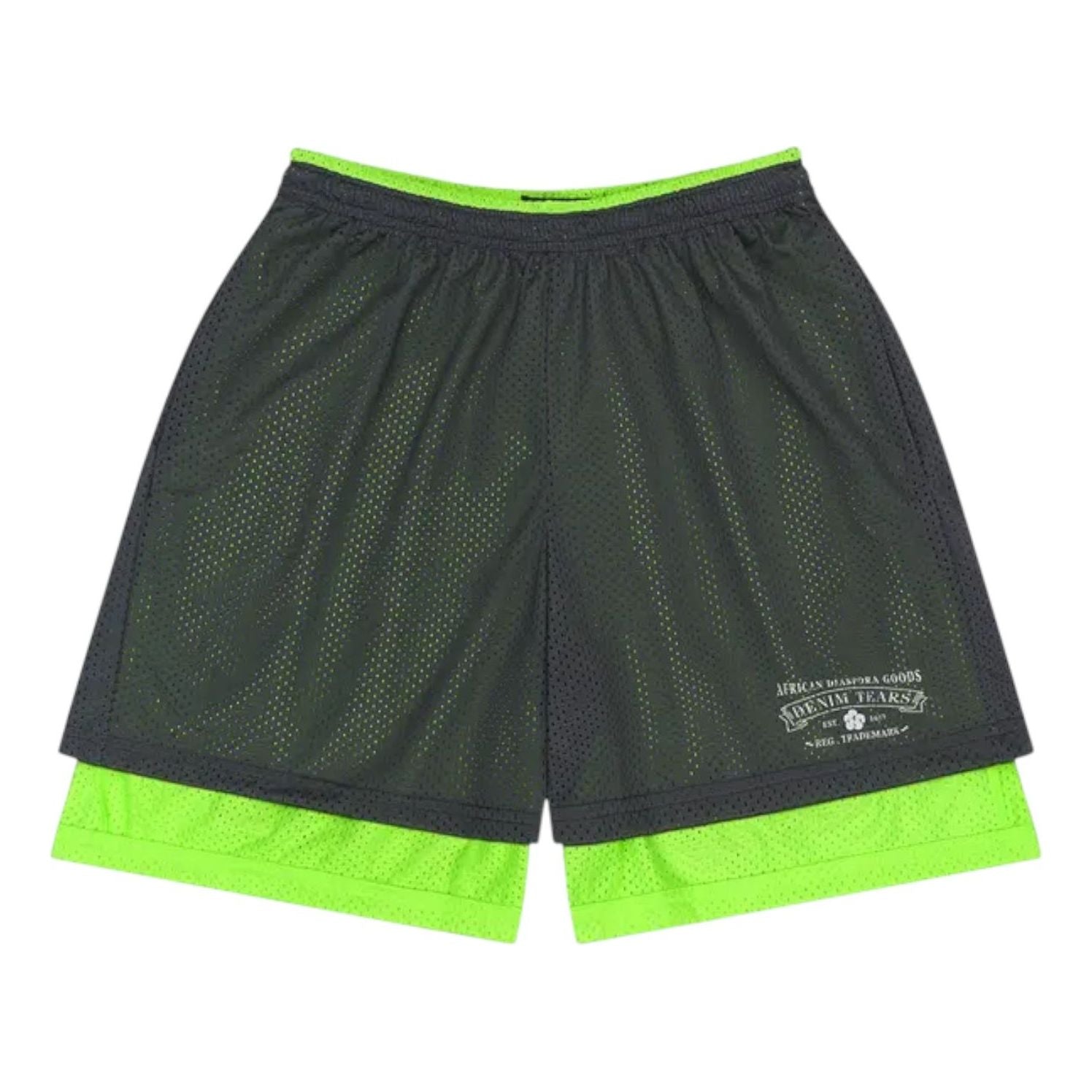 Denim Tears ADG Double Layer Mesh Shorts 'Grey Lime' SS25BRA0051914