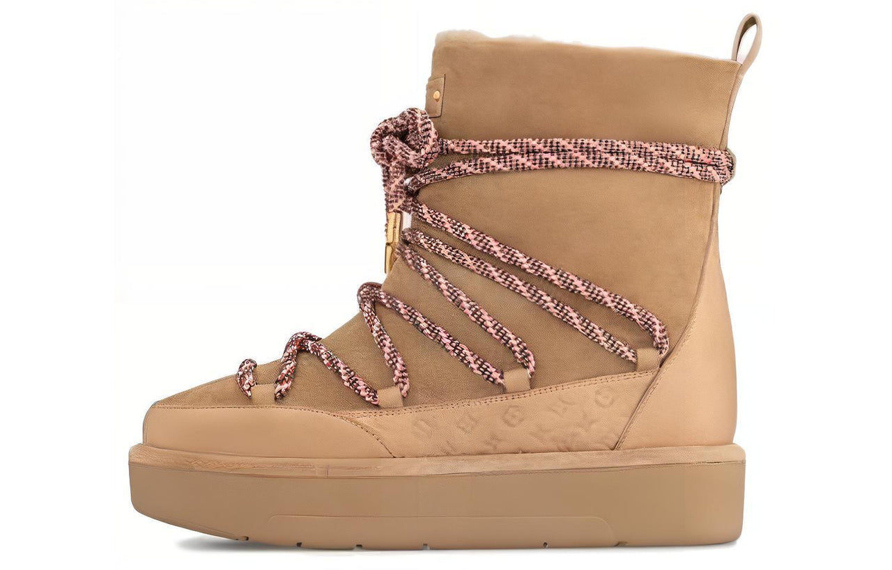 LOUIS VUITTON Warm Short Snow Boots Women's Brown
