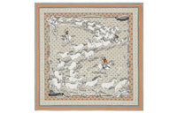 HERMES Silk Scarf Women's Beige