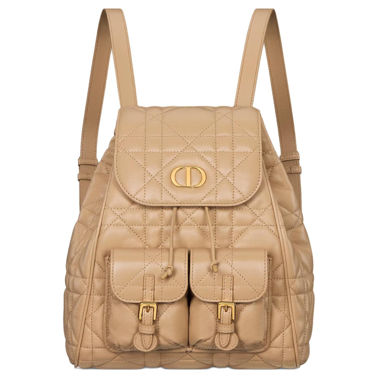 DIOR Caro Sheepskin Backpack Medium Size Women's Brown