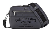 DIOR Grained Calfskin Messenger Bag Shoulder Bag Crossbody Bag Men's Dark Gray