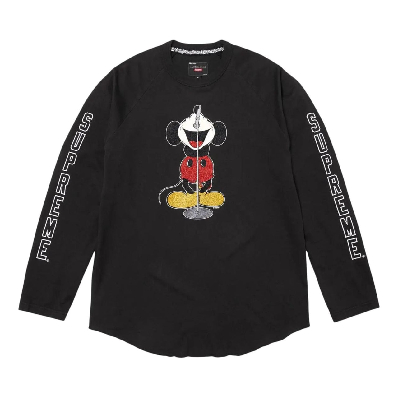 Supreme x Number (N)Ine x Mickey Mouse Raglan Long-Sleeve T-Shirt 'Black' FW25KN46-BLACK
