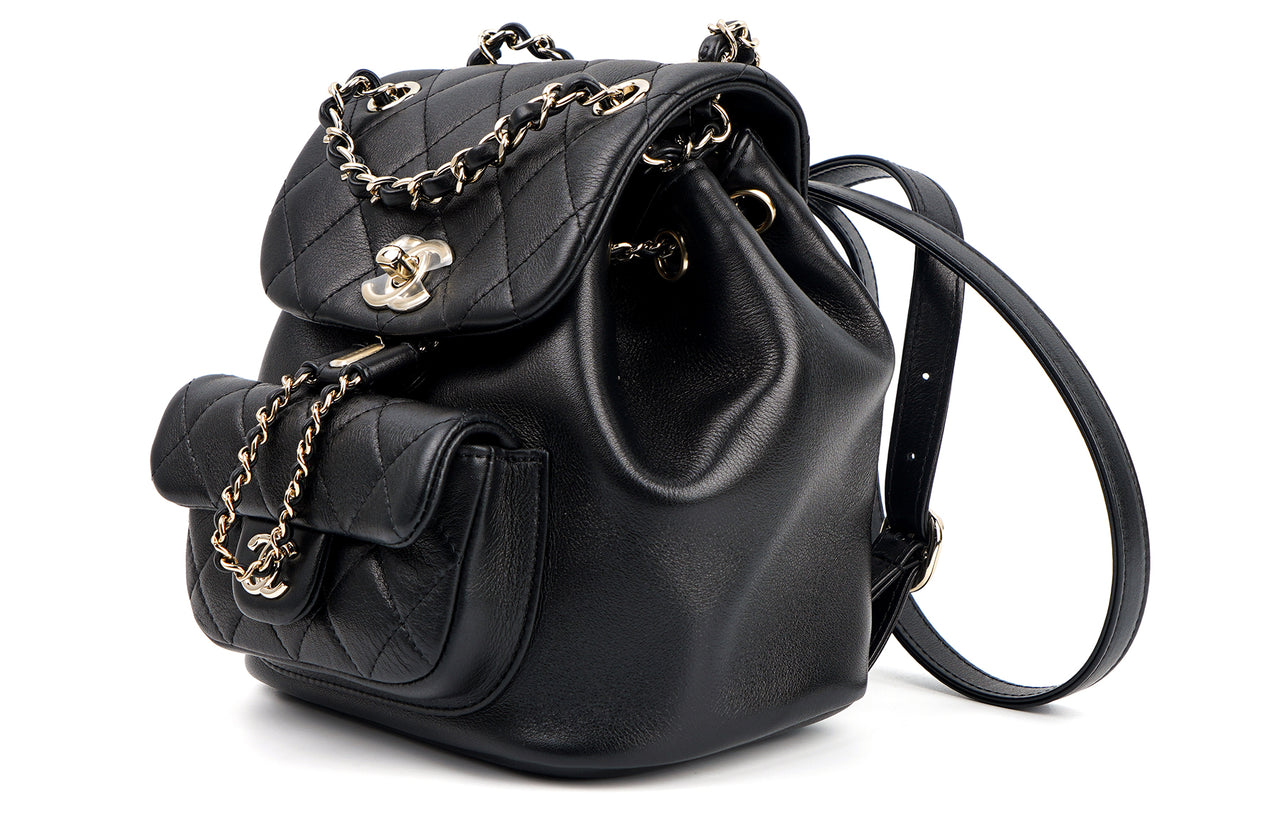 CHANEL Duma Cow Leather Backpack Small Size Women's Black