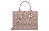 DIOR BookTote Calfskin Tote Bag Shopping Bag Handbag Medium Size Women's Warm Taupe