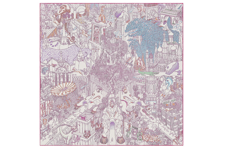 HERMES Silk Scarves Women's Fuchsia