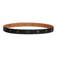 HERMES Eyelet Design Leather Belts Women's Black Width 2.4CM