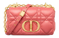 DIOR Caro Calfskin Handheld Shoulder Bag Crossbody Bag Small Size Women's Pink Coral
