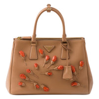 PRADA Leather Shoulder Bag, Crossbody Bag, Handbag Tubas Women's Natural & Orange