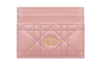 DIOR Caro Soft Cow Leather Card Clip Card Holder Women's Vintage Pink