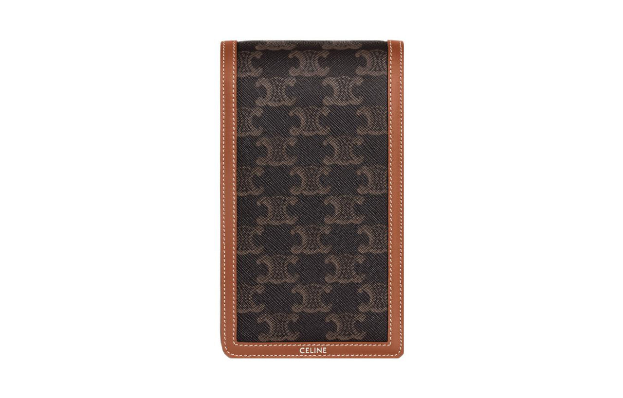 CELINE Cow Leather Binding Card Holder Men's Tawny