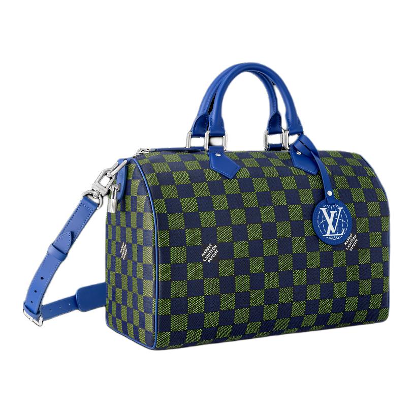 LOUIS VUITTON Coated Canvas Handbag Unisex Turquoise