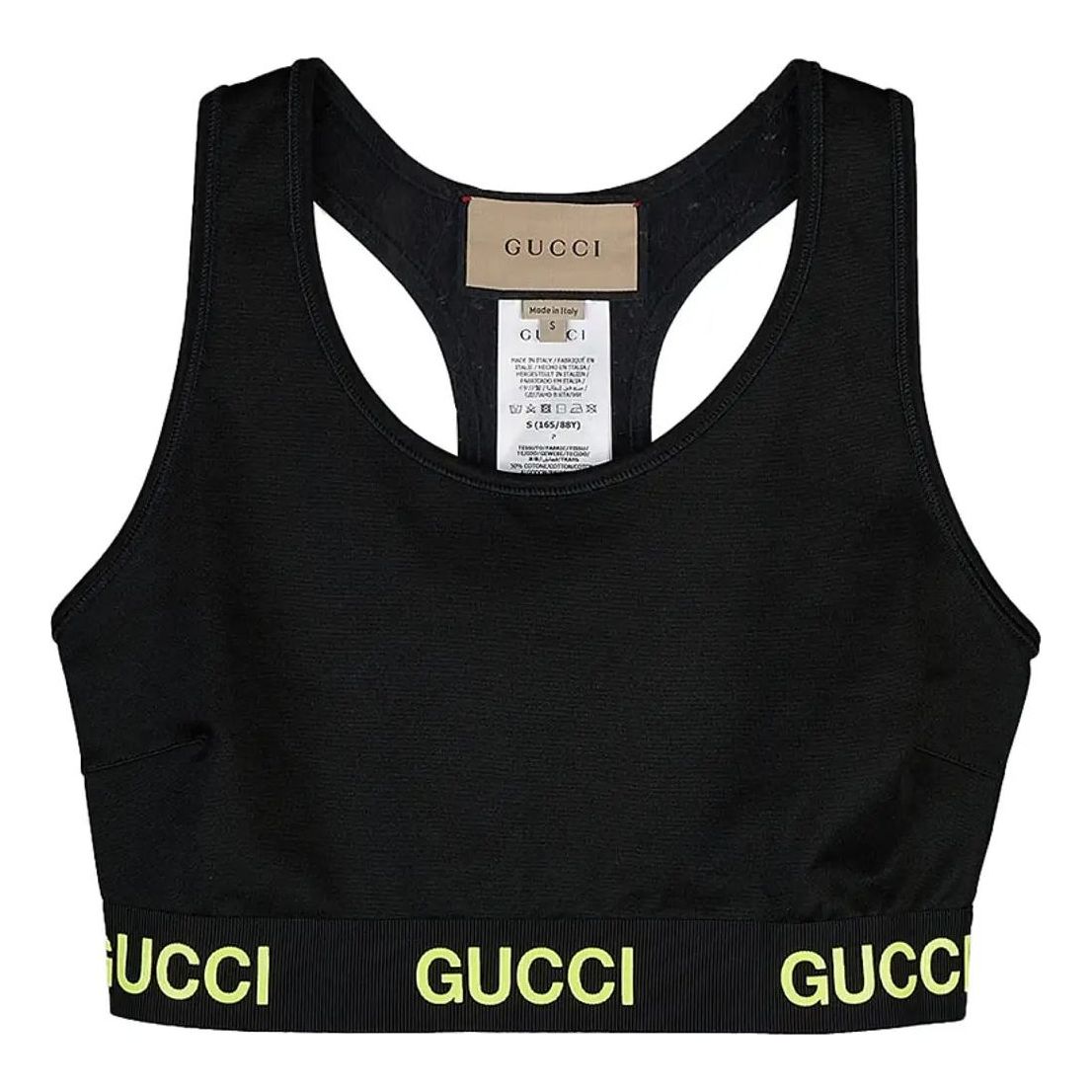 (WMNS) Gucci Logo Jacquard Crop Top 'Black Yellow' 693086-XJDS5-1131