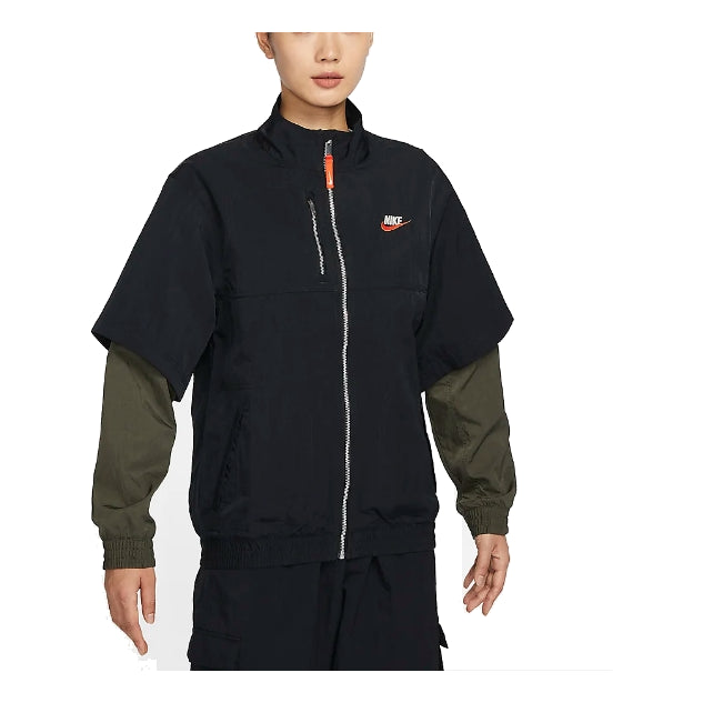 (WMNS) Nike Sportswear City Utility Oversize Jacket 'Black Orange' FB7249-010