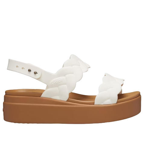 (WMNS) Crocs Brooklyn Woven Wedge Sandals 'White Brown' 209977-0WV