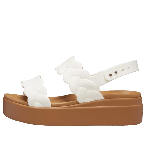 (WMNS) Crocs Brooklyn Woven Wedge Sandals 'White Brown' 209977-0WV