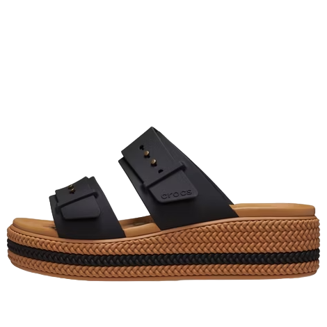 (WMNS) Crocs Brooklyn Woven Buckle Sandals 'Black Brown' 209978-001