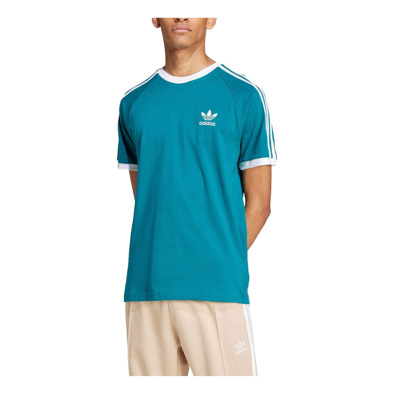 adidas Adicolor 3-Stripes T-Shirt Asian Sizing Asia Sizing 'Teal White' IZ2367