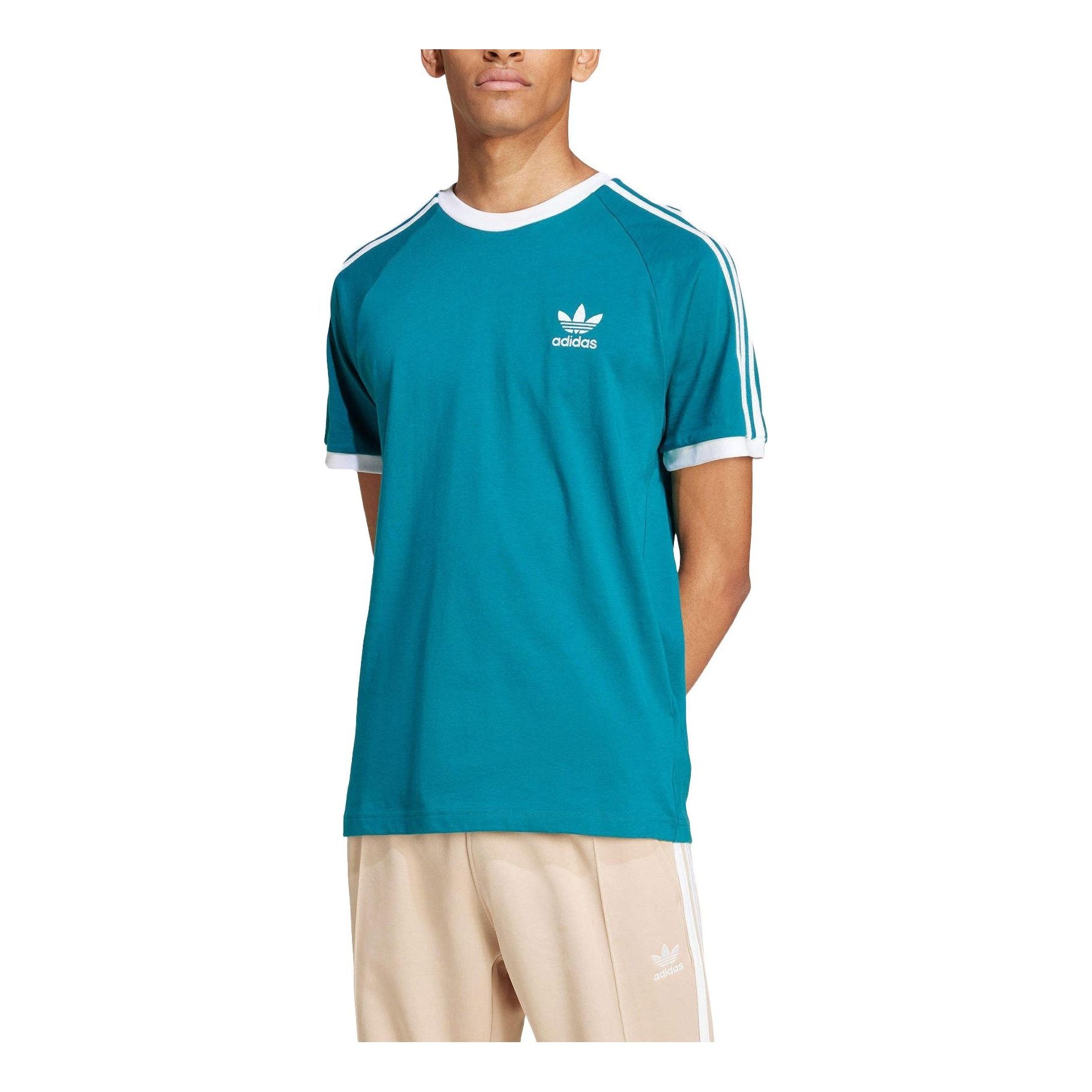 adidas Adicolor 3-Stripes T-Shirt Asian Sizing Asia Sizing 'Teal White' IZ2367