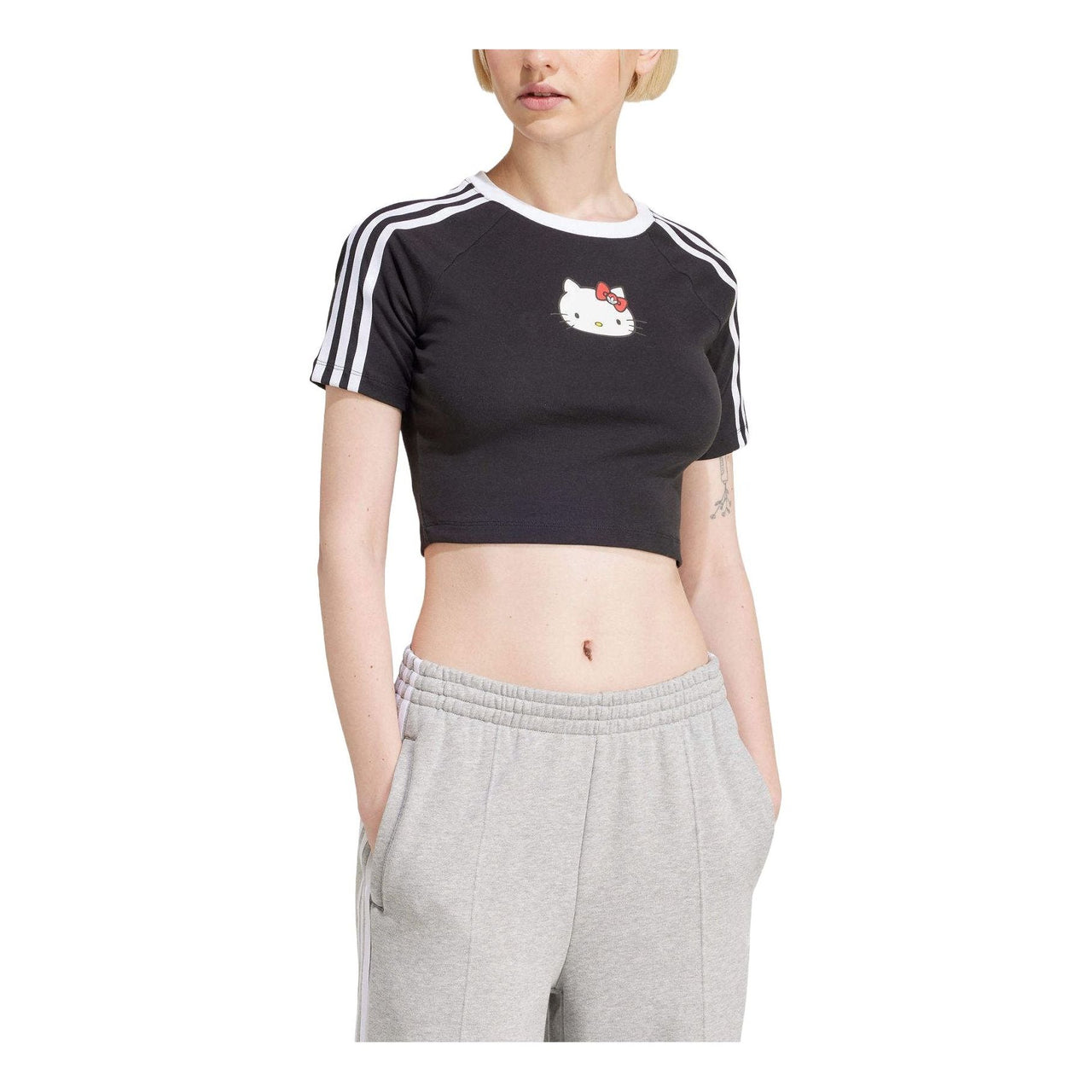 (WMNS) adidas x Hello Kitty Graphic T-shirt Asia Sizing 'Black' IX7877