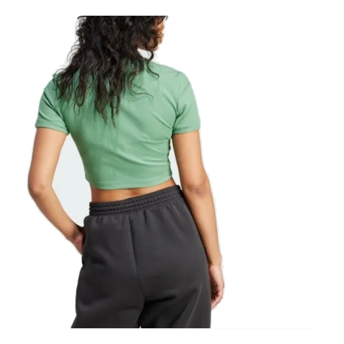 (WMNS) adidas originals Essential Ribbed T-Shirt Asia Sizing 'Green White' IY9665
