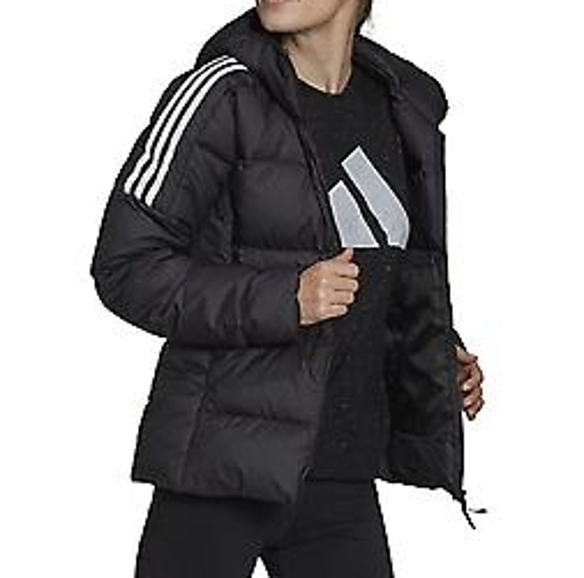 (WMNS) adidas Essentials Midweight Down Hooded Jacket 'Black' GT9175