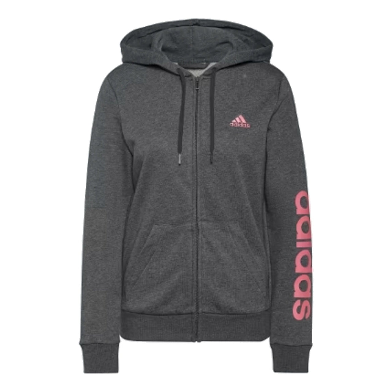 (WMNS) adidas Essentials Logo Full-Zip Hoodie 'Grey Pink' H07750