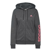 (WMNS) adidas Essentials Logo Full-Zip Hoodie 'Grey Pink' H07750
