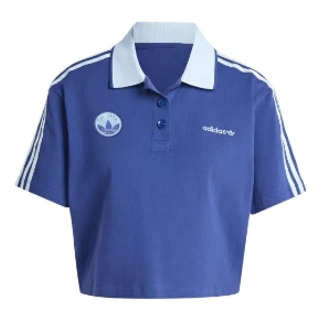 (WMNS) adidas Loose Crop Polo Shirt 'Blue' IX3543