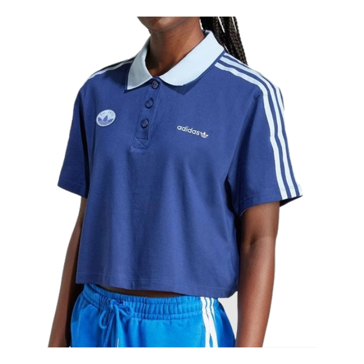 (WMNS) adidas Loose Crop Polo Shirt 'Blue' IX3543