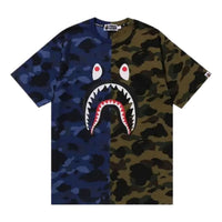 A Bathing Ape Split Camo Shark T-Shirt 'Navy' 1M30109009-NAVY