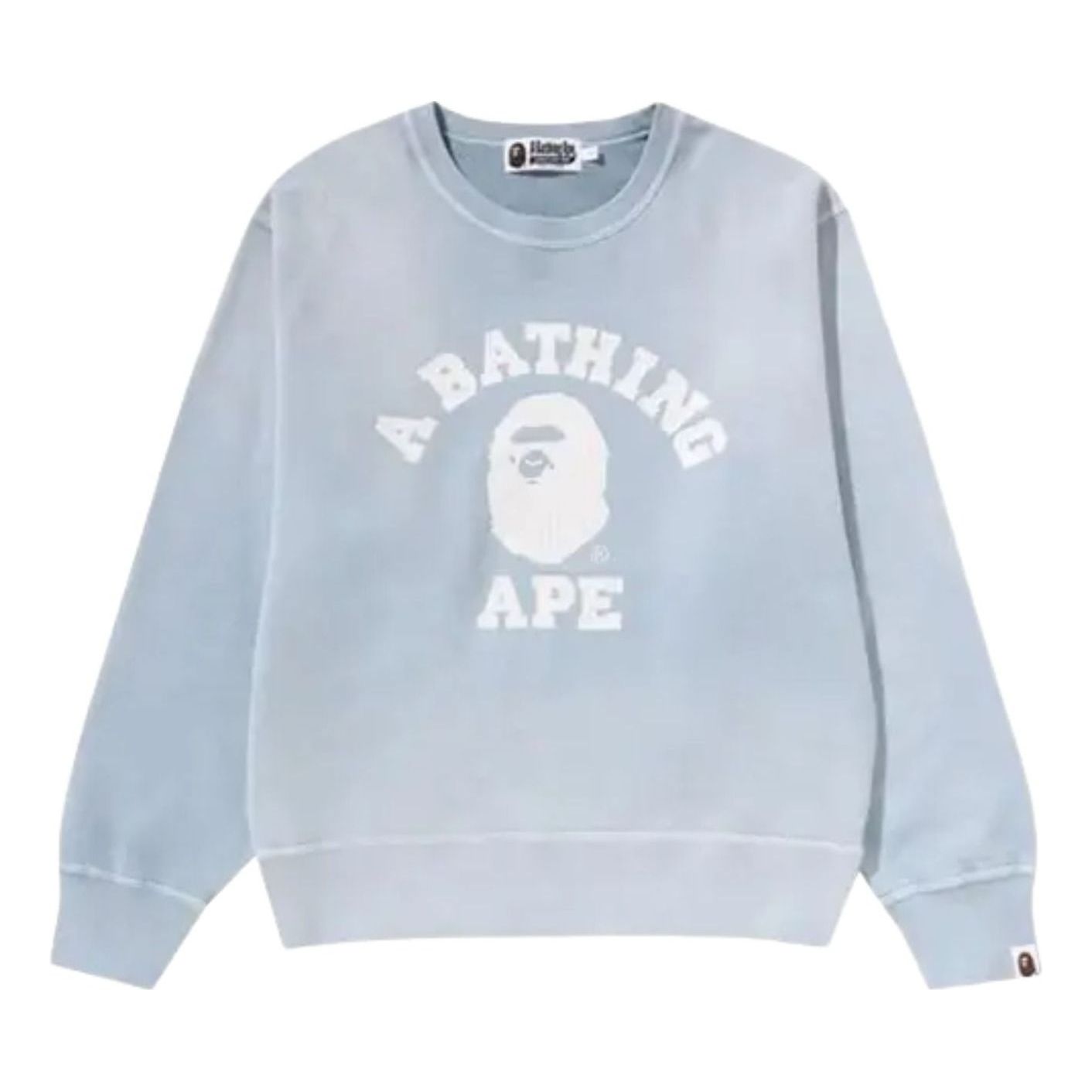 A Bathing Ape Vintage Washed College Crewneck Sweatshirt 'Grey' 1M30213301-CHARCOAL