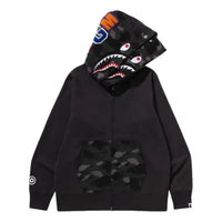 A Bathing Ape Color Camo Shark Full Zip Double Hoodie 'Black' 1M30115009-BLACK