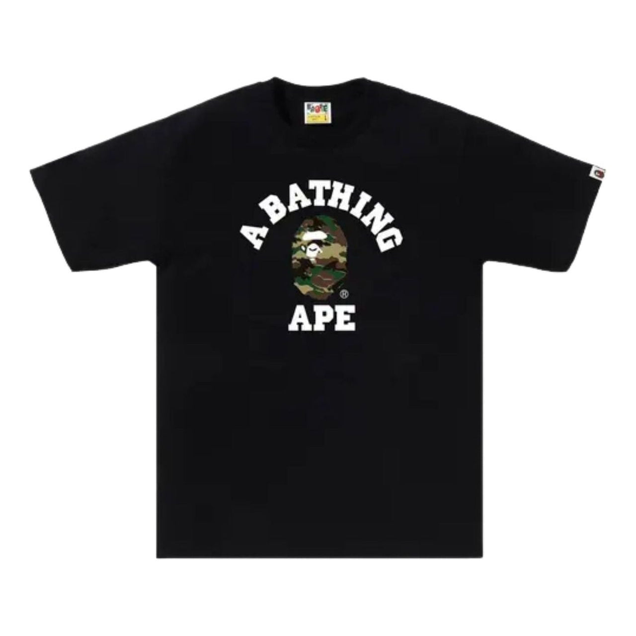 A Bathing Ape Woodland Camo College T-Shirt 'Black Green' 1M30110031-BLACK-GREEN
