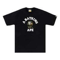 A Bathing Ape Woodland Camo College T-Shirt 'Black Green' 1M30110031-BLACK-GREEN