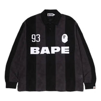 A Bathing Ape Stripe Pattern Jacquard Multi Logo T-Shirt 'Black' 1M30111311-BLACK