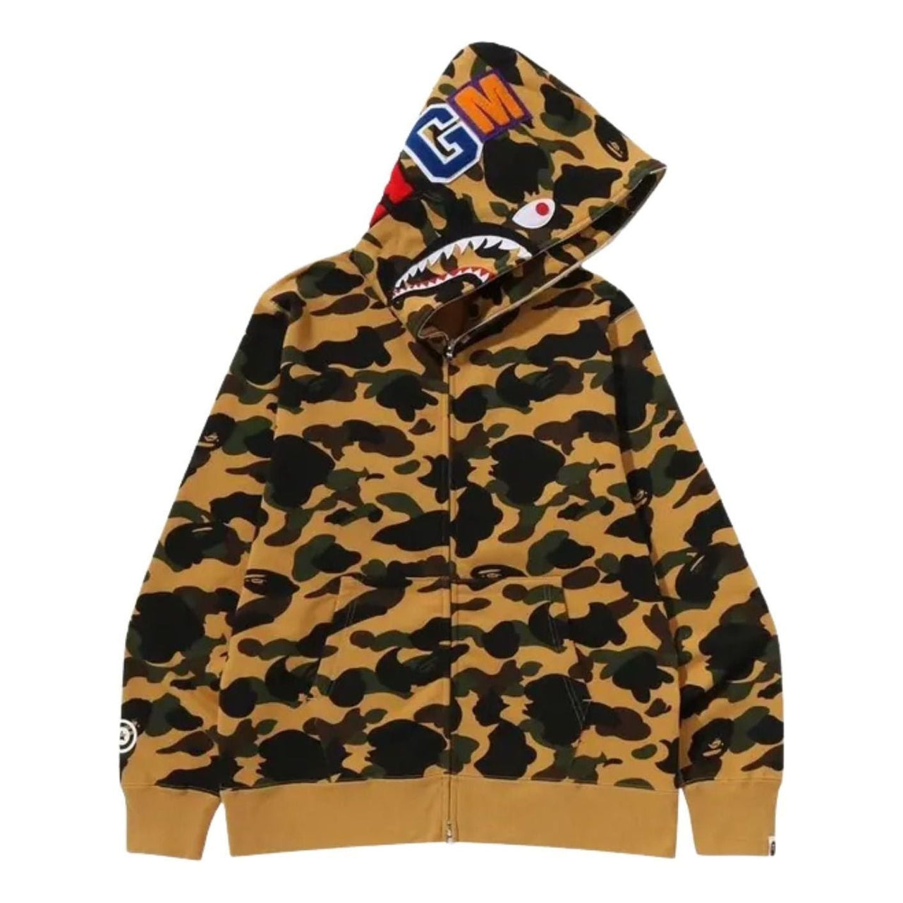 A Bathing Ape Camo Shark Full Zip Hoodie 'Yellow' 1M30115007-YELLOW