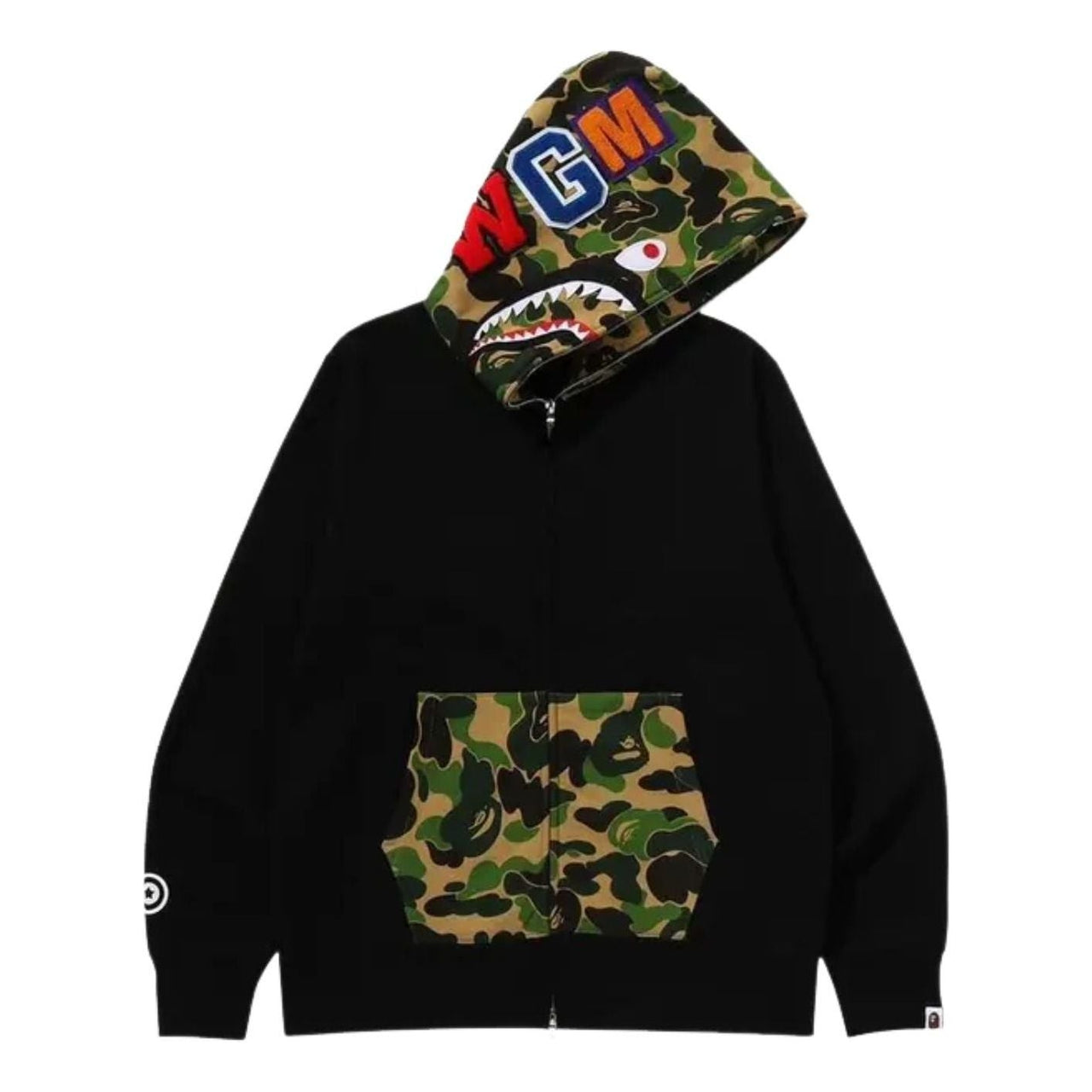 A Bathing Ape Camo Shark Full Zip Hoodie 'Black' 1M30115301-BLACK
