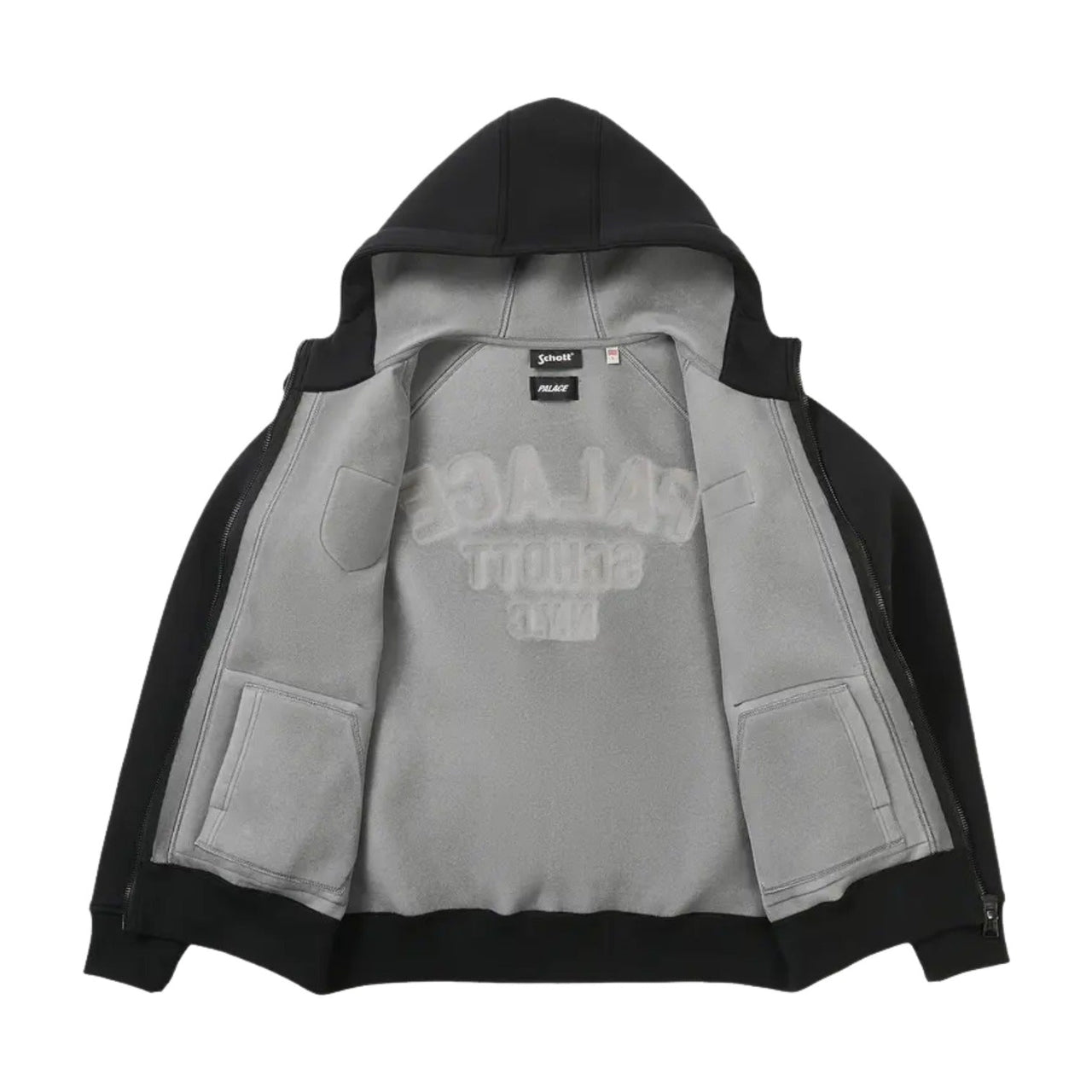 Palace x Schott Bonded Fleece Hood 'Black' P30HD064