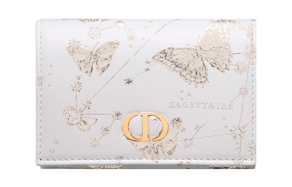 DIOR Caro Cow Leather Wallet Extra Small Women's White